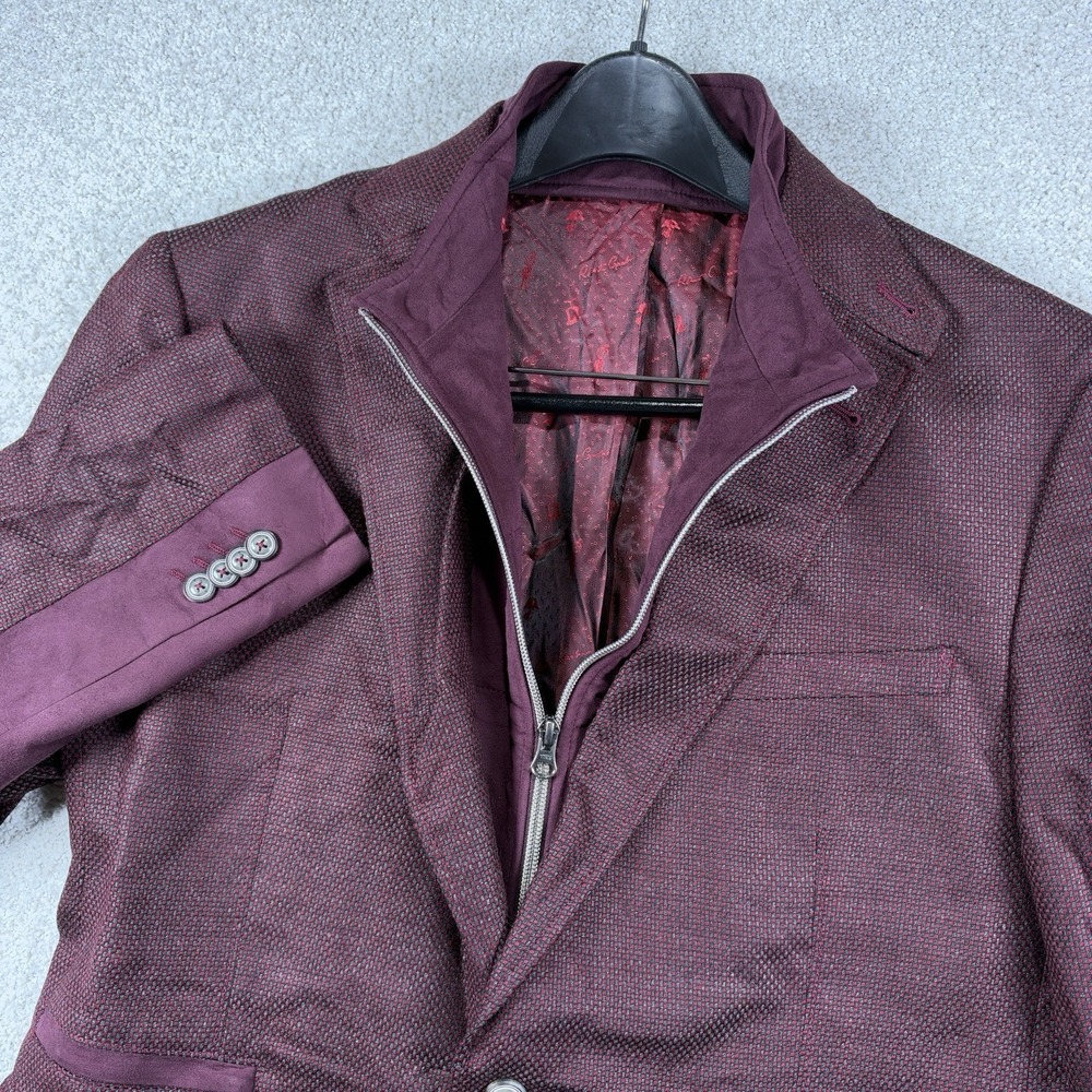 NEW ROBERT GRAHAM  DOWNHILL SPORT COAT BORDEAUX Size 44 Wool Cashmere